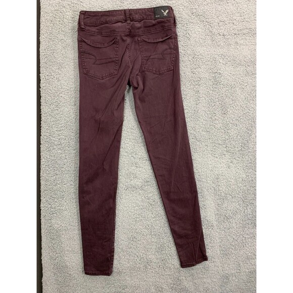 American Eagle Outfitters Maroon Leggings Jeggings 0 Regular Standard Sateen - Picture 4 of 12